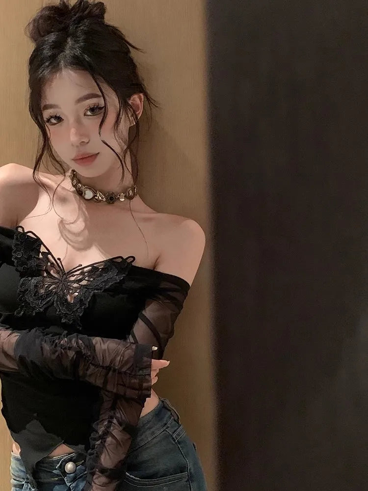 Deeptown Korean Style Off Shoulder T Shirts