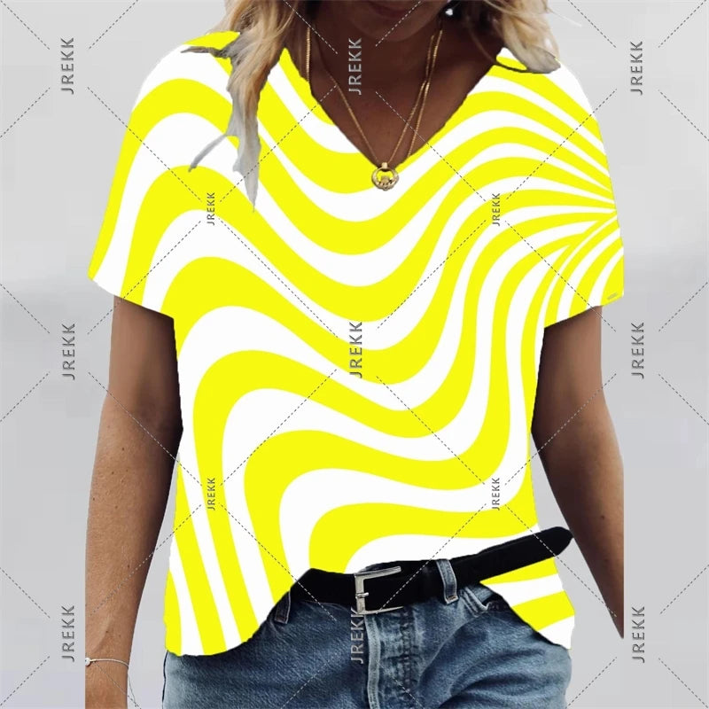 V Neck Art Print Tee Shirts