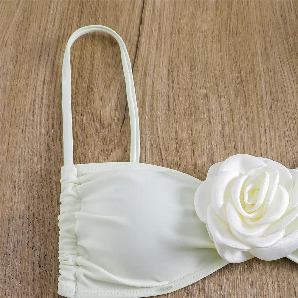 Flower Bandeau Thong Bikini