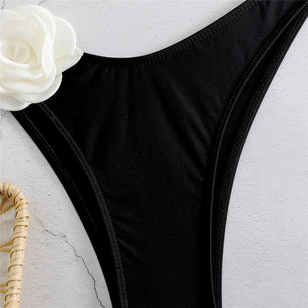 Flower Bandeau Thong Bikini