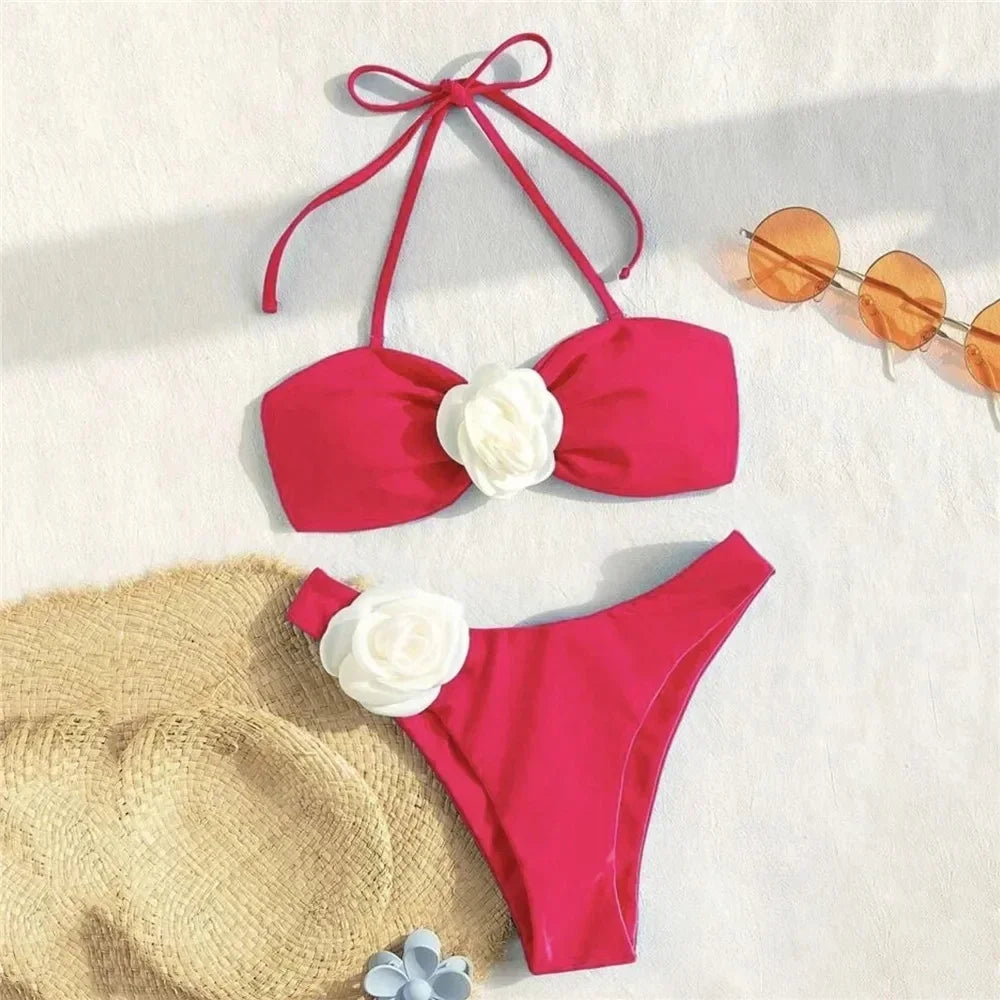 Flower Bandeau Thong Bikini