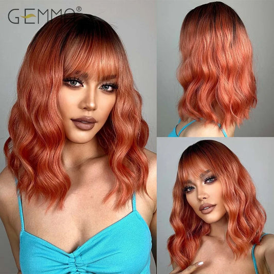 Red Brown Curly Wig