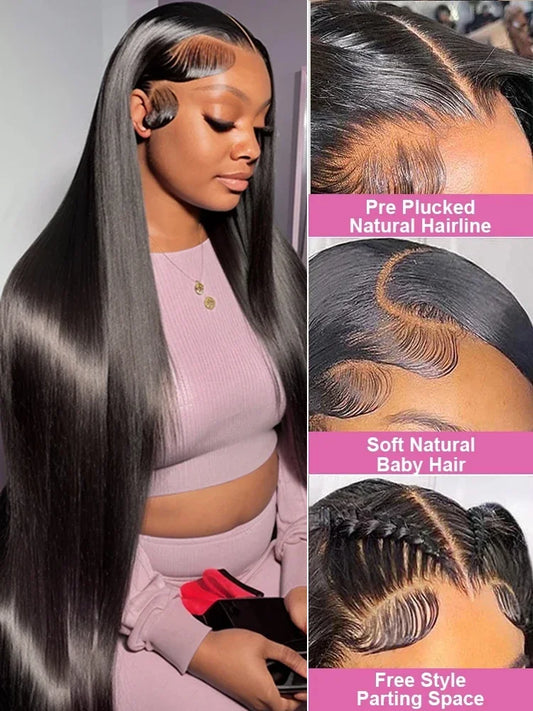 HD Transparent Bone Straight Lace Front Wigs