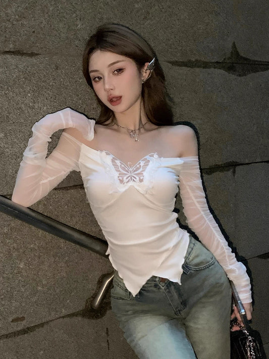 Deeptown Korean Style Off Shoulder T Shirts