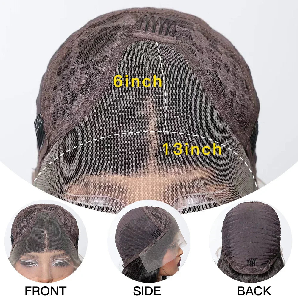 13*6 Lace Frontal Wig Synthetic Hair Blonde Mixed Brown Wig